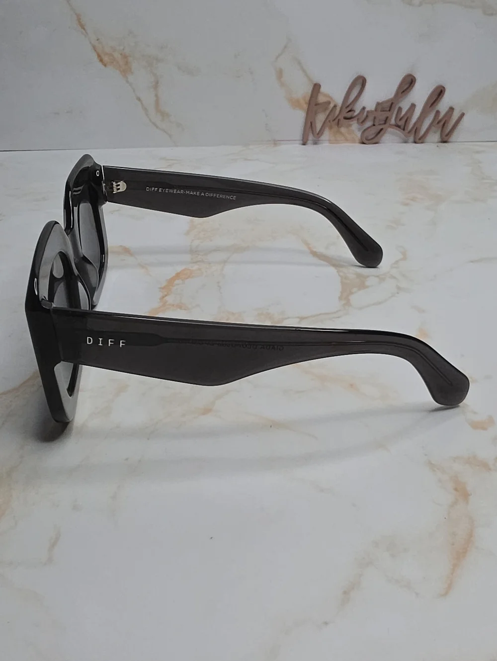 DIFF Eyewear Giada Grey Black Oversized Square Sunglasses